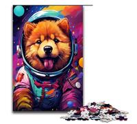 Puzzle 1000 pièces Jeux éducatifs Astronaute bébé Chien Chow Chow Puzzle en Bois pour Adultes pour s'amuser en Famille et Jouer Le Soir 75 x 50 cm
