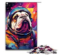 Puzzle 1000 pièces Jeux éducatifs Astronaute Bouledogue Puzzle en Bois pour Adultes pour s'amuser en Famille et Jouer Le Soir 75 x 50 cm