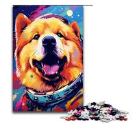 Puzzle 1000 pièces Jeux éducatifs Astronaute Chow Chow Puzzle en Bois pour Adultes pour s'amuser en Famille et Jouer Le Soir 75 x 50 cm