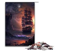 Puzzle 1000 pièces Jeux éducatifs Bateaux Pirates Paysage Puzzle en Bois pour Adultes pour s'amuser en Famille et Jouer Le Soir 75 x 50 cm