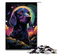 Puzzle 1000 pièces Jeux éducatifs Beau Chien aux Oreilles Pendantes sous Le Ciel Nocturne Puzzles pour Adultes Puzzle en Bois pour s'amuser en Famille et Jouer Le Soir 75x50cm