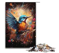 Puzzle 1000 pièces Jeux éducatifs Exotique coloré Oiseau Bleu et Fleurs Puzzle en Bois pour Adultes pour s'amuser en Famille et Jouer Le Soir 1000 pièces (38 x 26 cm)