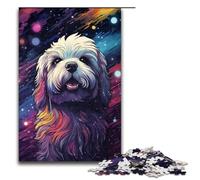 Puzzle 1000 pièces Jeux éducatifs Mignon Chien à Poils Longs Puzzle en Bois pour Adultes pour s'amuser en Famille et Jouer Le Soir 75 x 50 cm