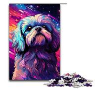 Puzzle 1000 pièces Jeux éducatifs Mignon Chien à Poils Longs Puzzle en Bois pour Adultes pour s'amuser en Famille et Jouer Le Soir 75 x 50 cm