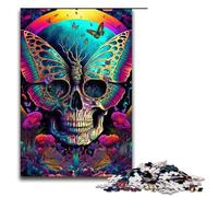 Puzzle 1000 pièces Jeux éducatifs Puzzles en Bois pour Adultes Motif tête de Mort Rose pour s'amuser en Famille et Passer Une soirée Jeux 75 x 50 cm