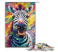 Puzzle 1000 pièces Jeux éducatifs Puzzles zèbre psychédéliques colorés pour Adultes Puzzle en Bois pour s'amuser en Famille et Jouer Le Soir 1000 pièces (38 x 26 cm)