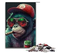 Puzzle 1000 pièces Jeux éducatifs Singe Fumeur Puzzle en Bois pour Adultes pour s'amuser en Famille et Jouer Le Soir 75 x 50 cm