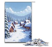 Puzzle 1000 pièces Jeux éducatifs Village Couvert de Neige en Hiver Puzzles pour Adultes Puzzle en Bois pour s'amuser en Famille et Jouer Le Soir 1000 pièces (38 x 26 cm)