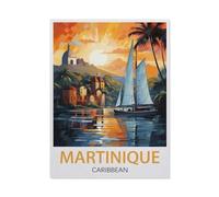 Puzzle 1000 Pièces, Jeux pour Adultes，Affiche de Voyage Martinique dans Un Style Vintage, Caraïbes，Puzzles Le Puzzle en Papier, Jeux Éducatifs, Ensembles De Puzzle pour La Famille（50x70cm）-AM29
