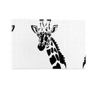 Puzzle 1000 pièces JKIEGOQ noir et blanc imprimé girafe éducatif intellectuel en bois, puzzles amusants, jeu anti-stress