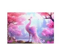 Puzzle 1000 pièces JKIEGOQ rose bel oiseau imprimé éducatif intellectuel en bois, puzzles amusants, jeu anti-stress