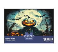 Puzzle 1000 pièces Jumbie Pumpkins - Jeu Difficile et Cadeau, tête de Citrouille, forêt hantée, Lune, Effrayant et coloré pour décoration Murale, Adultes et Enfants 38x26cm
