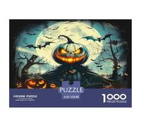 Puzzle 1000 pièces Jumbie Pumpkins - Tête de Citrouille, forêt hantée, Lune, Effrayant et coloré, Puzzle Difficile pour Hommes et Femmes, idée Cadeau 52x38cm
