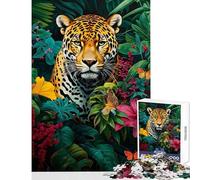 Puzzle 1000 pièces Jungle Blooms Jaguar Impossible Game Activités familiales Jouet éducatif Cadeau Unique pour Un Anniversaire ou Noël (50x75cm)