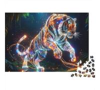 Puzzle 1000 pièces Jungle Tigre Lumineux Adulte Carton Décompression Idée Cadeau