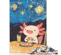 Puzzle 1000 pièces Kawaii Axoloti Mangeant Une Pizza pour Adultes et Adolescents. Puzzles en Bois pour Adultes, pour s'amuser en Famille et Passer Une soirée Jeux. 1000 pièces (75 x 50 cm).