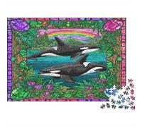 Puzzle 1000 Pièces Killer Baleine en Set, Carton Extra-épais, Decorative Killer Baleines in A Colorful Ocean Frame Puzzle Relaxant pour Pause Bureau, Cadeau, 38x26cm/1000pcs