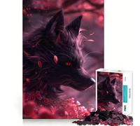 Puzzle 1000 pièces Kitsune Noir Renard maléfique Découpe Impeccable Jeu de réflexion Amusant et Stimulant,Divertissement pour Les Moments de détente,Cadeau Artistique de Noël (38x26cm)