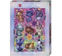 Heye Verlag - Puzzle - Dreaming Kitty Cats - 1000 pièces - argenté