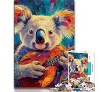Puzzle 1000 pièces Koala Jouant de la Guitare pour Adolescents, Jouet éducatif Anti-Stress, Cadeau pour Amis et Famille (Taille 75x50cm)