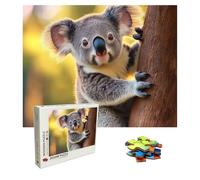 Puzzle 1000 Pièces Koala, Puzzle Adulte Bois, Impossible Classique Jigsaw Puzzles Animal, Jeu D'adresse pour Toute la Famille, Puzzles Coloré Jeu de Ponte, Magnifique Decoration 75 X 50 cm 8p-121