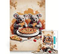 Puzzle 1000 pièces Koalas Jumeaux Mangeant Une Pizza, Assemblage Parfait, Jeu Artistique et intellectuel, défi, Jeu de détente, Cadeau d'anniversaire Amusant (38x52cm)