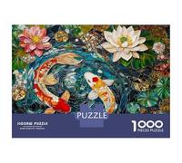 Puzzle 1000 Pièces Koi Fish Pond Mosaic Art-2 Puzzles pour Adultes Améliore La Mémoire Interaction Parent-Enfant Casse-tête Jeux De Société 70x50cm/1000pcs