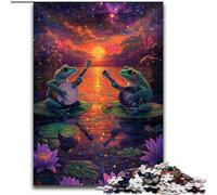 Puzzle 1000 pièces La Bande de Grenouilles au Coucher du Soleil Puzzle 1000 pièces Stimulant et divertissant, activité familiale (Taille 26x38cm)