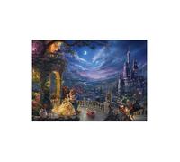 Puzzle 1000 pieces - La Belle et la Bete Danse au Clair de Lune - Puzzle Adulte Thomas Kinkade - Set Puzzle Dessin anime et Carte