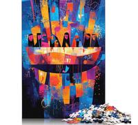 Puzzle 1000 pièces La Cène réinterprétée - Expressionnisme géométrique Abstrait Cadeaux de Noël Puzzles d'activités familiales 38 x 26 cm/1000 pièces