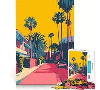 Puzzle 1000 pièces LA Evening Retro Art Jeu d'assemblage précis Activité cérébrale Jeu Amusant pour Passer Le Temps Libre Cadeau d'anniversaire Artistique (38x52cm)