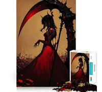 Puzzle 1000 pièces La Faucheuse Rouge dans Un Champ de Fleurs pour Adultes améliore la mémoire, Divertissement paisible, pour Les fêtes (38x52cm)