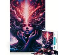 Puzzle 1000 pièces La Fille Psychédélique pour Adultes, Jeu de réflexion, Divertissement d'intérieur, Bords précis, Objet de Collection 38x52cm