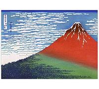 Puzzle 1000 pièces La Grande Vague de Kanagawa Katsushika Hokusai Affiche Vintage Fine Wind Clear Morning Paper pour Adultes et Enfants Jeu éducatif 38x52cm