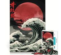 Puzzle 1000 pièces La Grande Vague de la Lune Rouge pour Adolescents, Jeu Intelligent, découpe précise, Cadeau Exquis (50x75cm)