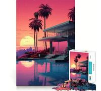 Puzzle 1000 pièces LA Mansion Pixel Art Découpe précise Jeu de compétences cognitives Loisirs Amusants Cadeau apaisant de Noël (38x26cm)
