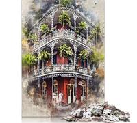Puzzle 1000 pièces La Nouvelle-Orléans à l'aquarelle, Puzzles carrés pour Adultes et Puzzles en Papier à Offrir (1000 pièces, 75 x 50 cm)