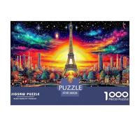 Puzzle 1000 pièces La Nuit Eiffel pour Adultes et Enfants - Tour Eiffel au Coucher du Soleil - Jeu éducatif, décompressant et Stimulant pour Toute la Famille - 38 x 26 cm / 1000 pièces
