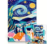 Puzzle 1000 pièces La Nuit étoilée »,Vision fauviste saisissante,Jeu de Concentration mentale sans Espace,Design ajusté,défi cérébral interactif pour la Maison (38x52cm)
