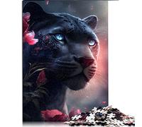 Puzzle 1000 pièces La panthère Noire Rose Puzzle pour Enfants Puzzles en Bois Puzzles pour Adultes Jeu éducatif Défi Jouet （Taille 50x75cm）