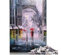 Puzzle 1000 pièces La Première Neige à Paris pour Adultes Puzzles en Papier pour Adolescents Cadeaux Puzzles pour Adultes 38x26cm/1000pcs