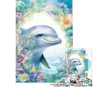 Puzzle 1000 pièces La Sagesse des Dauphins Défi d'intelligence cérébrale Jouet addictif Jeu Impossible Anti-Stress Idée Cadeau (Dimensions 38x26cm)