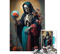 Puzzle 1000 pièces La Sainte Mort avec Globe Rose Un Jeu éducatif et Stimulant à compléter idéal pour Les 14 Ans et Plus (38x52cm)