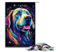 Puzzle 1000 pièces Labrador entouré d'éclaboussures Puzzle coloré pour Adultes Jeu éducatif en Bois Jouet de défi 75 x 50 cm