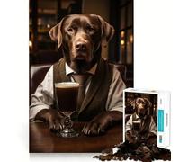 Puzzle 1000 pièces Labrador Marron au Bar,découpe Lisse,Jeu créatif,Jouet Relaxant,Cadeau de Noël (38x26cm)