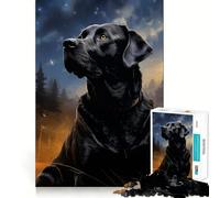 Puzzle 1000 pièces Labrador Noir de Nuit,Bords Fins,Loisirs créatifs,Jeu d'adresse,Cadeau de décoration d'anniversaire (50x75cm)