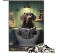 Puzzle 1000 pièces Labrador Retriever lisant Un Journal Puzzle 1000 pièces pour Adultes Interaction familiale et défi cérébral, défi d'activité familiale (Taille 26x38cm)