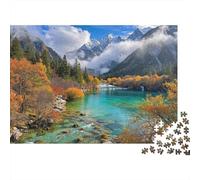 Puzzle 1000 pièces « Lac de Montagne et Automne », Turquoise, lac Alpin, pour Adultes (à partir de 12 Ans), Jeu éducatif, décoration intérieure, défi Stimulant, Cadeau d'anniversaire, 70 x 50 cm