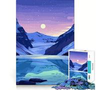 Puzzle 1000 pièces Lac Louise la Nuit Jeu de précision pour l'articulation Activité cérébrale Jeu Amusant pour Passer Le Temps Libre Cadeau Artistique d'anniversaire (38x52cm)