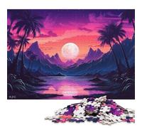 Puzzle 1000 pièces « Lagon Crépuscule Néon » pour Adultes, Puzzle pour Adultes, Jouets éducatifs et éducatifs, 1000 pièces (75 x 50 cm)